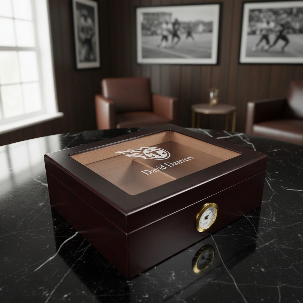 Personalized Cigar Humidor - Tennessee Titans Football Sports Team Logo Design