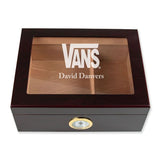 Personalized Cigar Humidor - Engraved Vans Logo Design