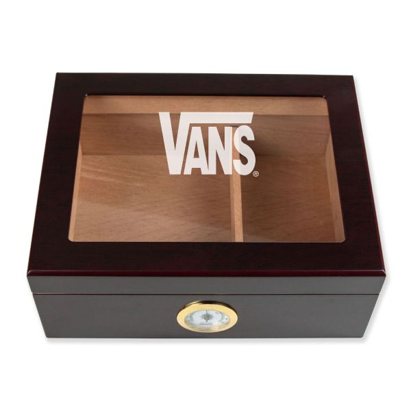 Personalized Cigar Humidor - Engraved Vans Logo Design