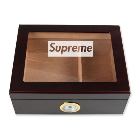 Personalized Cigar Humidor - Engraved Supreme Logo Design