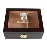 Personalized Cigar Humidor - Engraved Transformers Autobots Logo Design