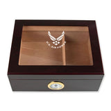 Personalized Cigar Humidor - Engraved Airforce Logo Design