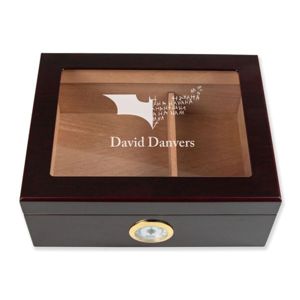 Personalized Cigar Humidor - Engraved Batman Joker Symbol Logo Design - Man Cave Gift Ideas - Gifts For Him