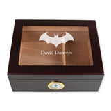 Personalized Cigar Humidor - Engraved Batman Modern Logo Design - Man Cave Gift Ideas - Gifts For Him