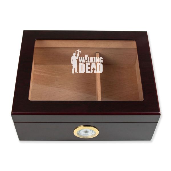 Personalized Cigar Humidor - Engraved Daryl Dixon Walking Dead Logo Design - Man Cave Gift Ideas - Gifts For Him