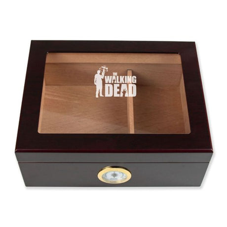 Personalized Cigar Humidor - Engraved Daryl Dixon Walking Dead Logo Design - Man Cave Gift Ideas - Gifts For Him