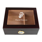 Personalized Cigar Humidor - Engraved Tongue Stick Out Logo Design - Man Cave Gift Ideas - Gifts For Him