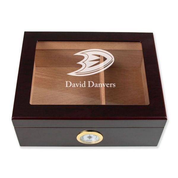 Personalized Cigar Humidor - Anaheim Ducks Hockey Sports Team Logo Design