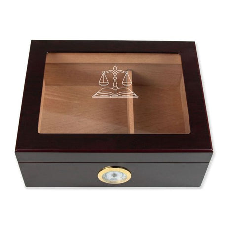 Personalized Cigar Humidor - Law Scale and Book Logo Design - Man Cave Gift Ideas - Gifts For Him