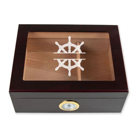 Personalized Cigar Humidor - Sail Wheel - Man Cave Gift Ideas - Gifts For Him