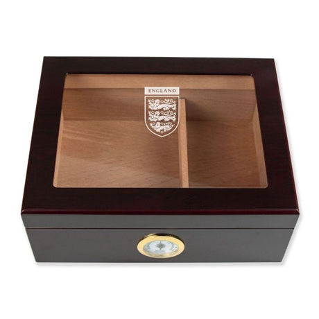 Personalized Cigar Humidor - Engraved England National Football Soccer Team Logo Design