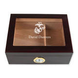 Personalized Cigar Humidor - MARINES Logo Design - Man Cave Gift Ideas - Gifts For Him