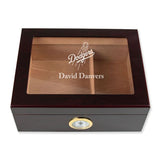Personalized Cigar Humidor - Engraved Los Angeles Dodgers Baseball Team Logo Design