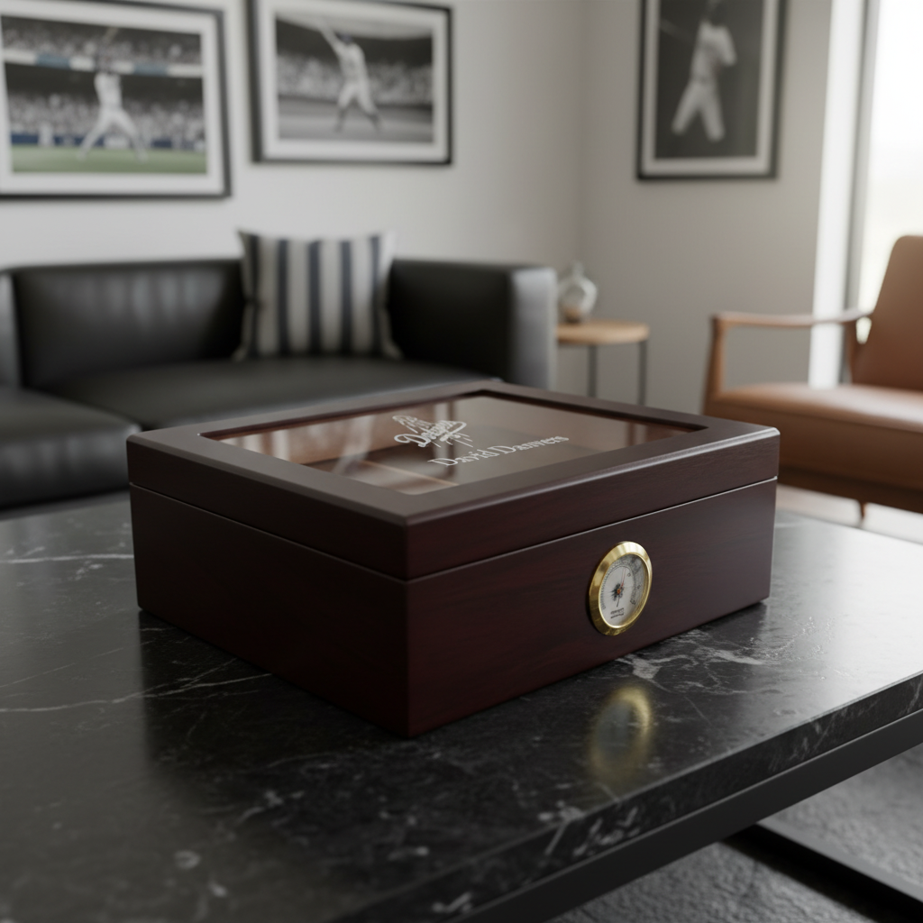 Personalized Cigar Humidor - Engraved Los Angeles Dodgers Baseball Team Logo Design