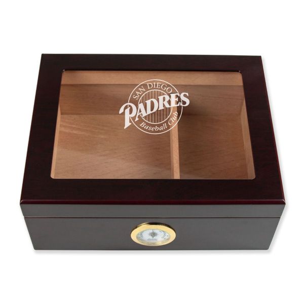Personalized Cigar Humidor - Engraved San Diego Padres Baseball Team Logo Design