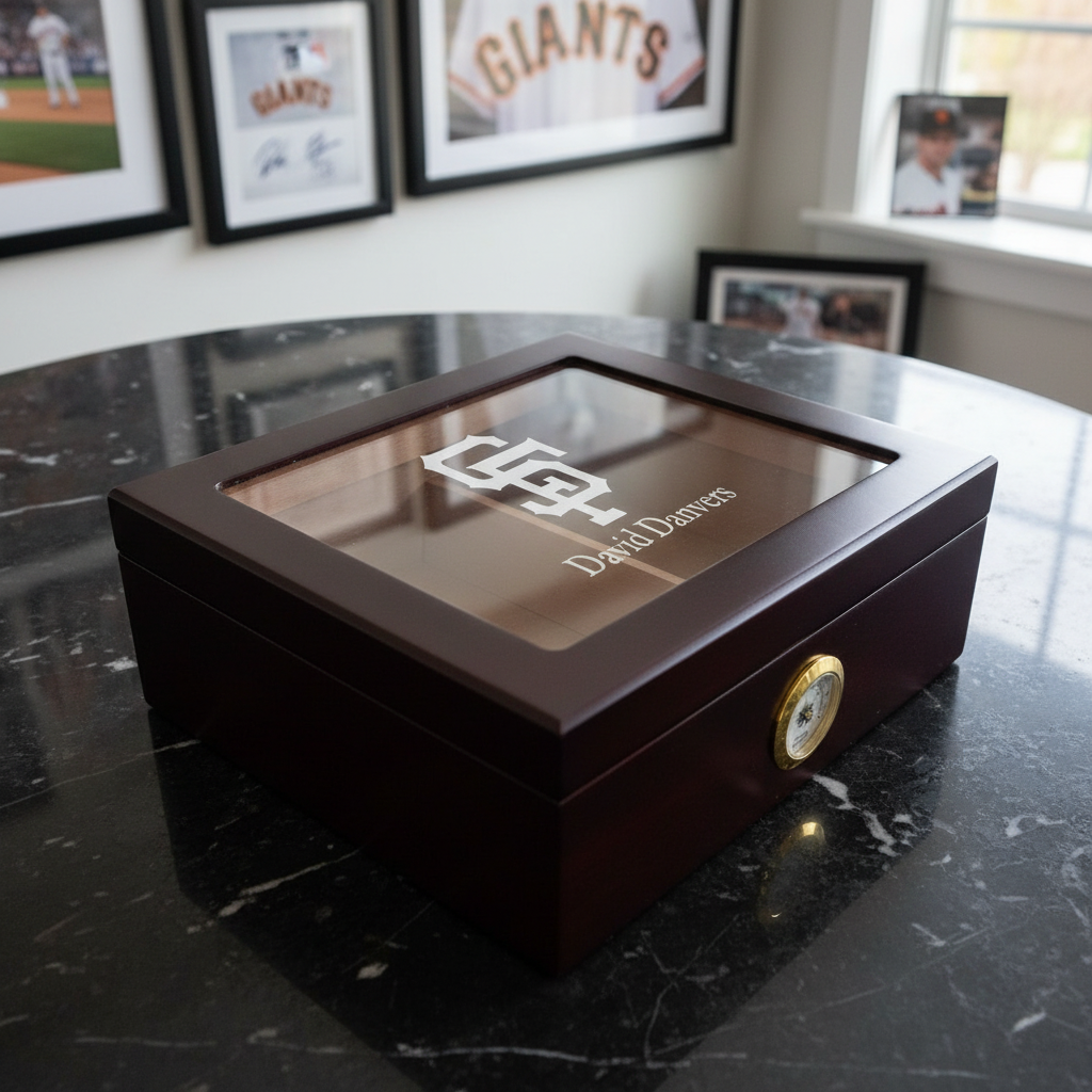 Personalized Cigar Humidor - Engraved San Francisco Giants Baseball Team Logo Design
