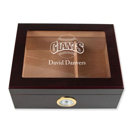 Personalized Cigar Humidor - Engraved San Francisco Giants Baseball Team Logo Design