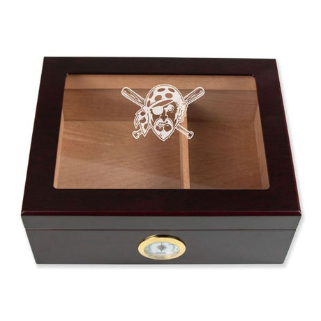 Personalized Cigar Humidor - Engraved Pirates Baseball Team Logo Design