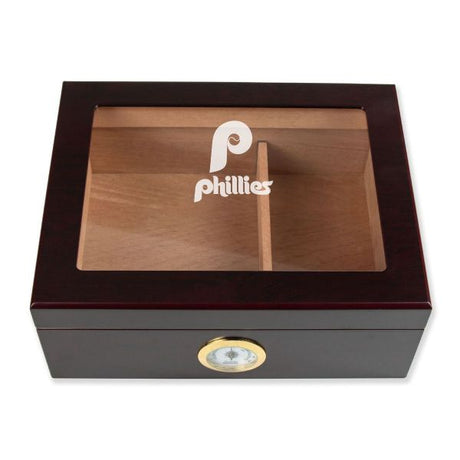 Personalized Cigar Humidor - Engraved Philadelphia Phillies Baseball Team Logo Design