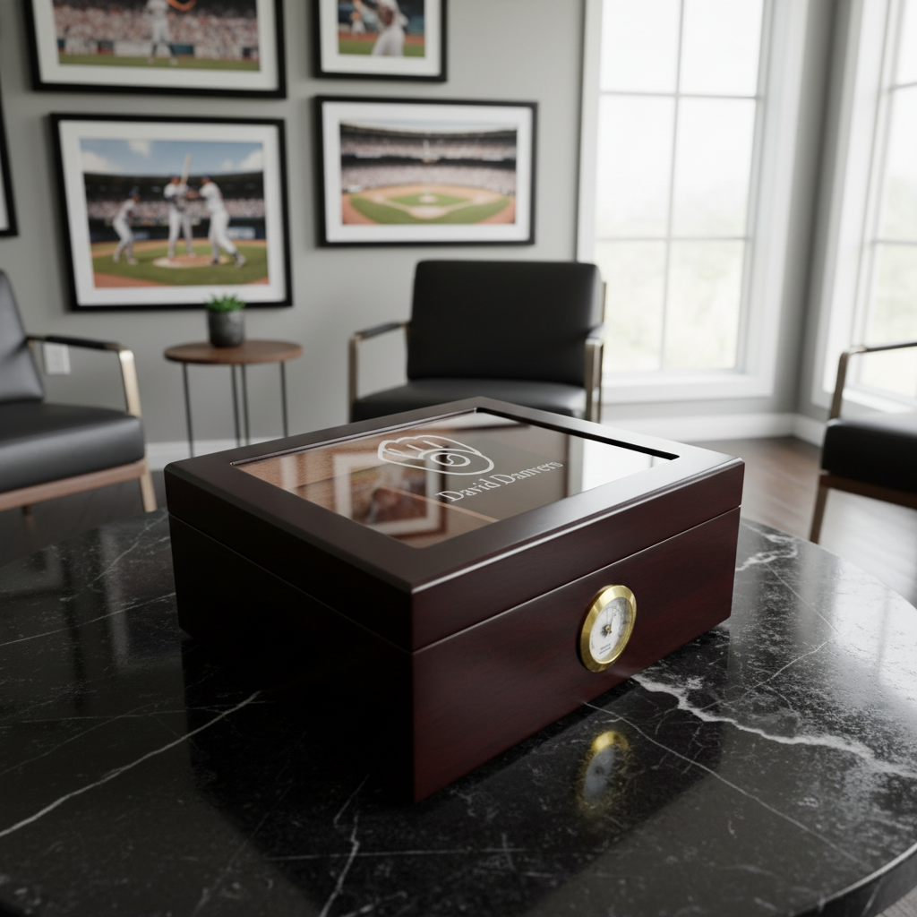 Personalized Cigar Humidor - Engraved Milwaukee Brewers Logo Baseball Team Logo Design