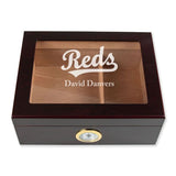 Personalized Cigar Humidor - Engraved Cincinnati Reds Baseball Team Logo Design