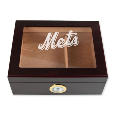 Personalized Cigar Humidor - Engraved Mets Logo Baseball Team Logo Design