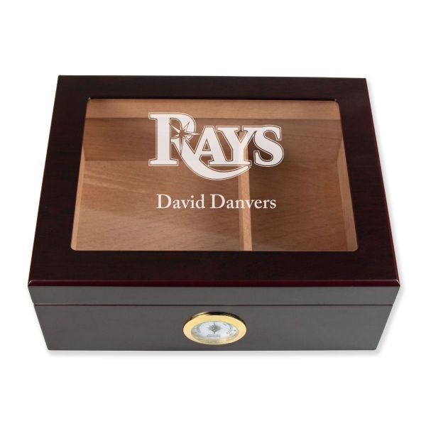 Personalized Cigar Humidor - Engraved Tampa Bay Rays Baseball Team Logo Design