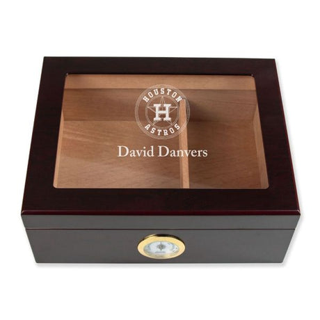 Personalized Cigar Humidor - Engraved Houston Astros Round Logo Baseball Team Logo Design