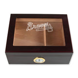 Personalized Cigar Humidor - Engraved Atlanta Braves Baseball Team Logo Design