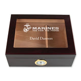Personalized Cigar Humidor - Engraved Marines The Few The Proud Logo Design - Man Cave Gift Ideas - Gifts For Him