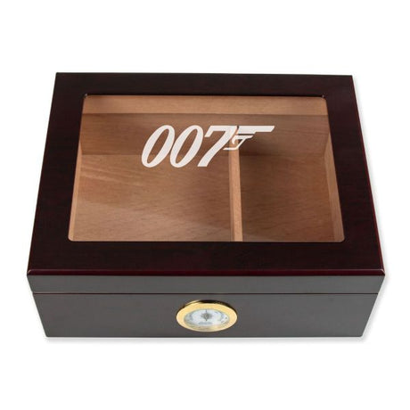 Personalized Cigar Humidor - Engraved 007 Logo Design - Man Cave Gift Ideas - Gifts For Him