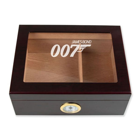 Personalized Cigar Humidor - Engraved 007 James Bond Logo Design - Man Cave Gift Ideas - Gifts For Him