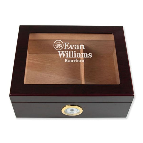 Personalized Cigar Humidor - Engraved Evan Williams Logo Design - Man Cave Gift Ideas - Gifts For Him