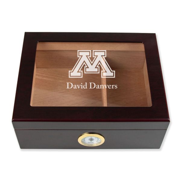 Personalized Cigar Humidor - Engraved Minnesota Golden Gophers Team Logo Design