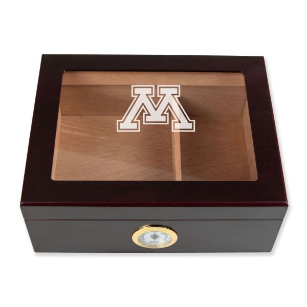 Personalized Cigar Humidor - Engraved Minnesota Golden Gophers Team Logo Design