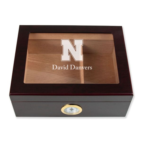 Personalized Cigar Humidor - Engraved Nebraska Cornhuskers Team Logo Design