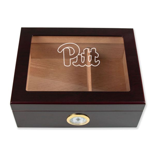 Personalized Cigar Humidor - Engraved Pittsburgh Panthers Team Logo Design