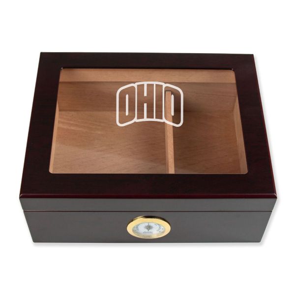 Personalized Cigar Humidor - Engraved Ohio Bobcats Team Logo Design