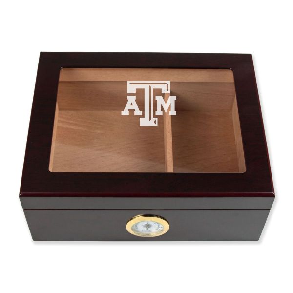 Personalized Cigar Humidor - Engraved Texas A&M Team Logo Design