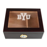 Personalized Cigar Humidor - Engraved BYU Brigham Young Cougars Team Logo Design