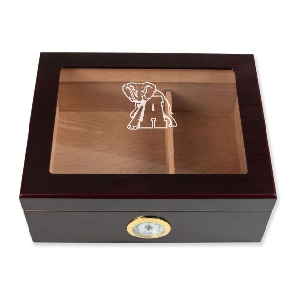 Personalized Cigar Humidor - Engraved Alabama Elephant Team Logo Design