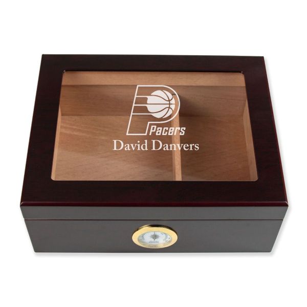 Personalized Cigar Humidor - Engraved Indiana Pacers Basketball Team Logo Design