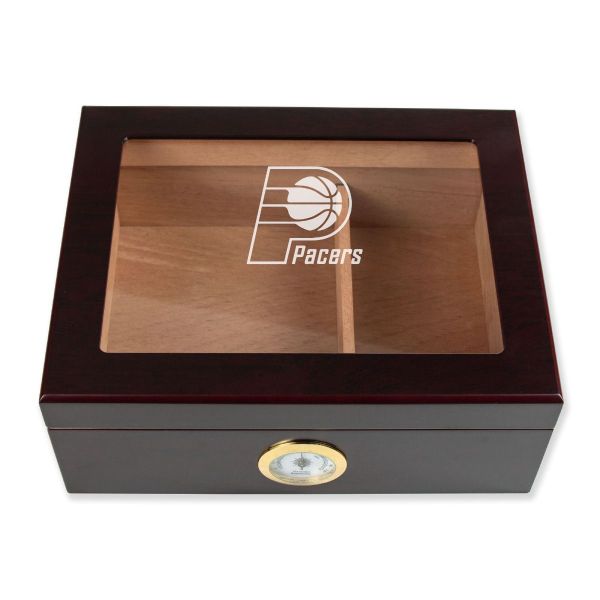 Personalized Cigar Humidor - Engraved Indiana Pacers Basketball Team Logo Design