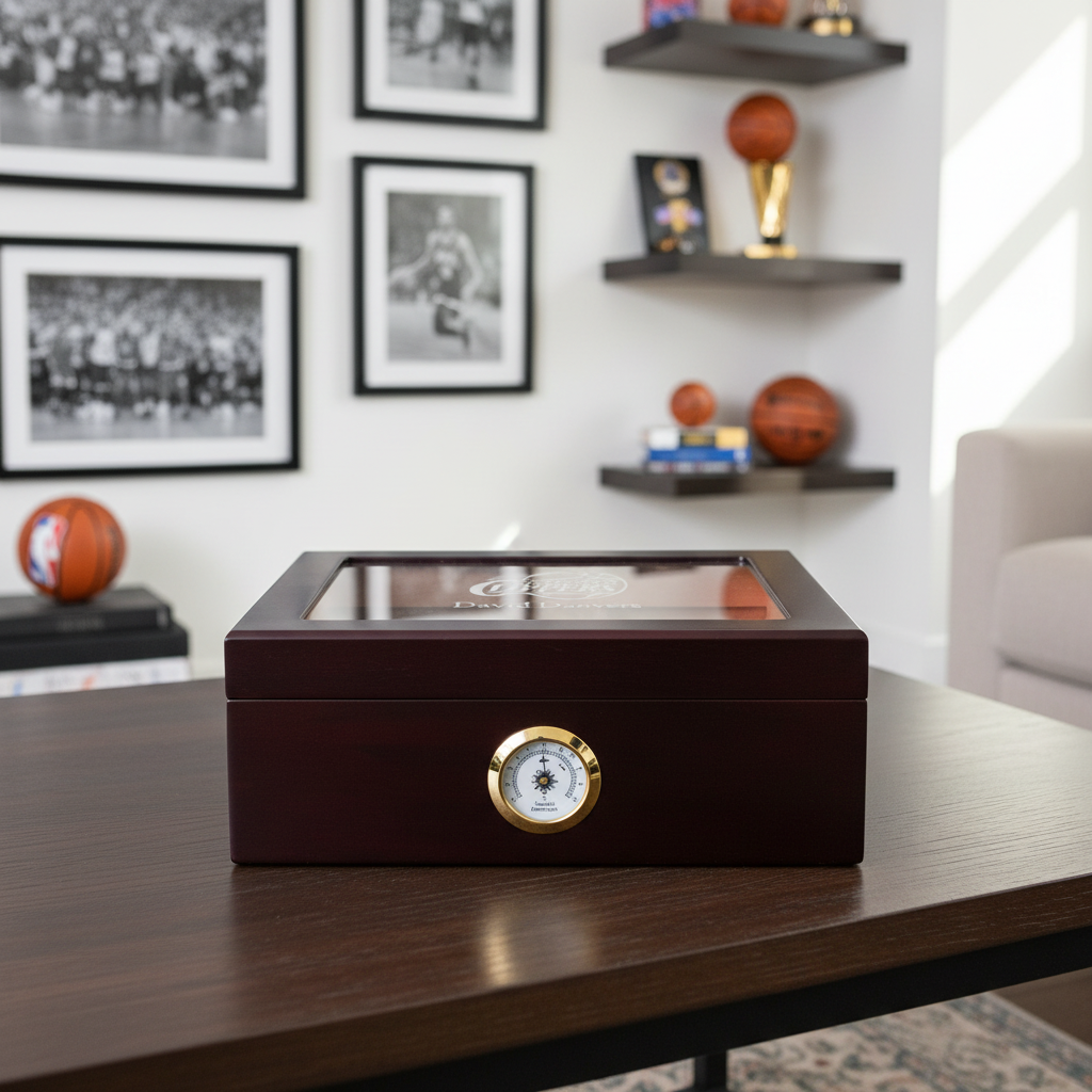 Personalized Cigar Humidor - Engraved Los Angeles Clippers Basketball Team Logo Design