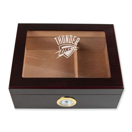 Personalized Cigar Humidor - Engraved Oklahoma City Thunder Basketball Team Logo Design