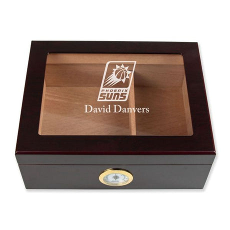 Personalized Cigar Humidor - Engraved Phoenix Suns Basketball Team Logo Design