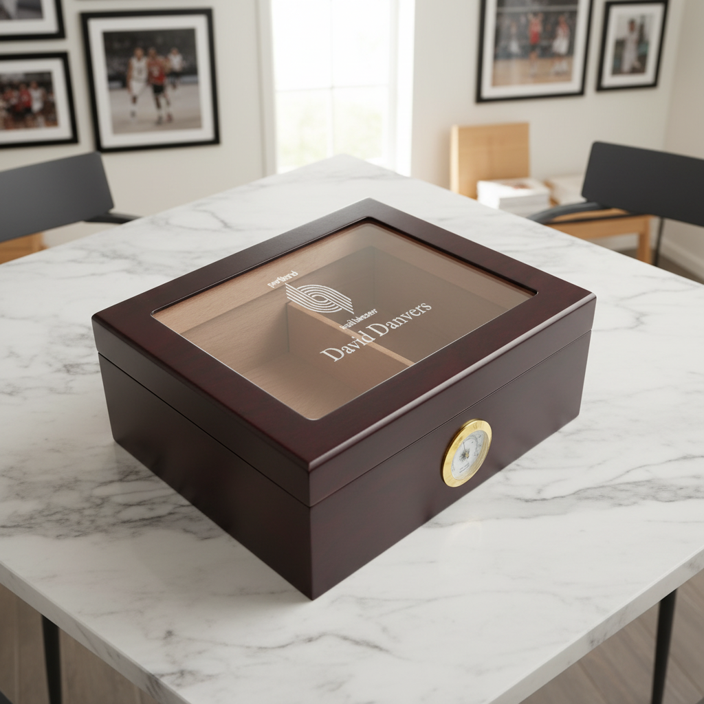 Personalized Cigar Humidor - Engraved Portland Trail Blazers Basketball Team Logo Design