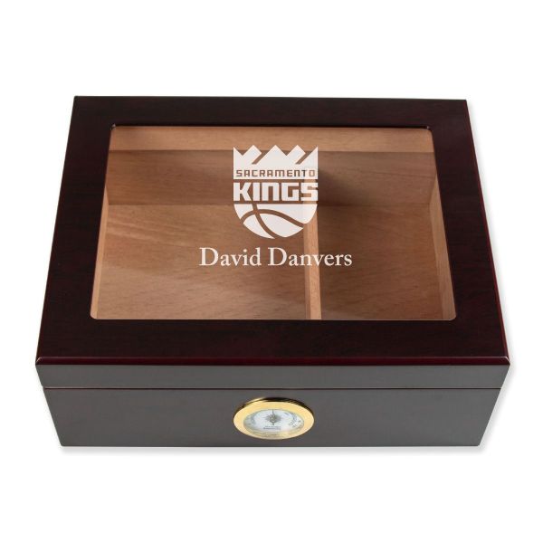 Personalized Cigar Humidor - Engraved Sacramento Kings Basketball Team Logo Design