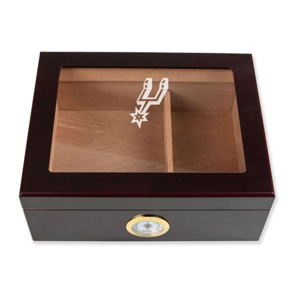 Personalized Cigar Humidor - Engraved San Antonio Spurs Basketball Team Logo Design
