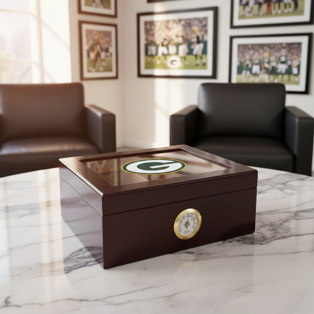 Green Bay Packers Football Full Color Team Logo - Cigar Humidor